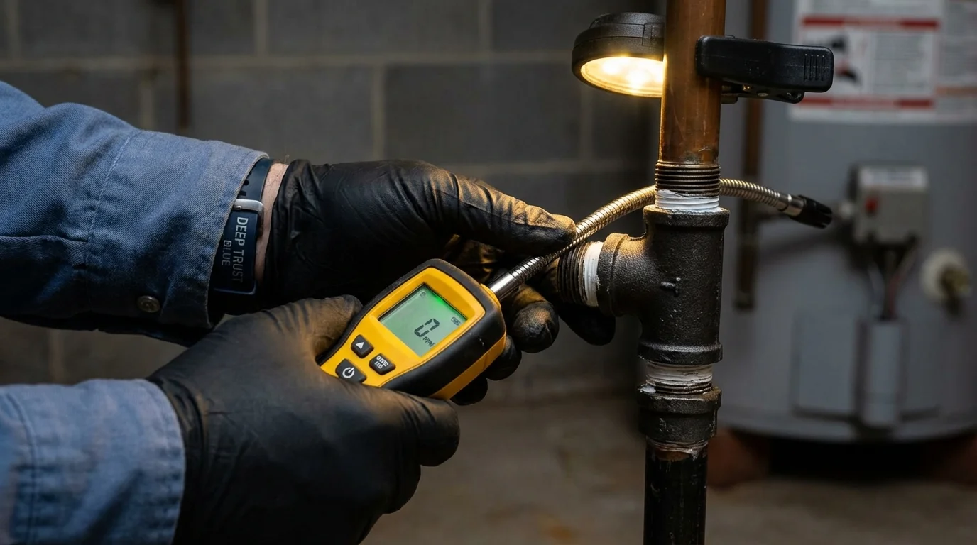 Gas leak detection with electronic sniffer by Johns Plumbing LLC in Junction