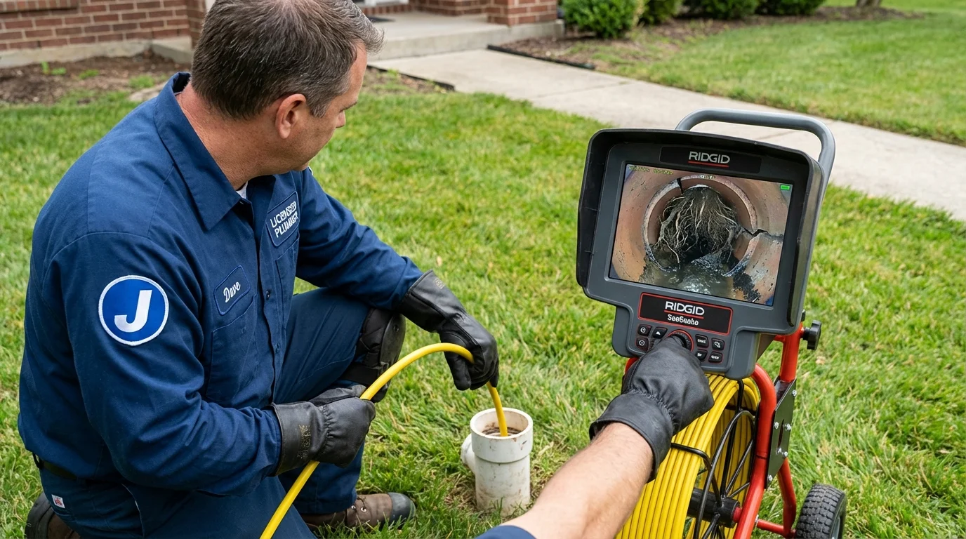 Sewer camera inspection being performed by Johns Plumbing LLC in Junction