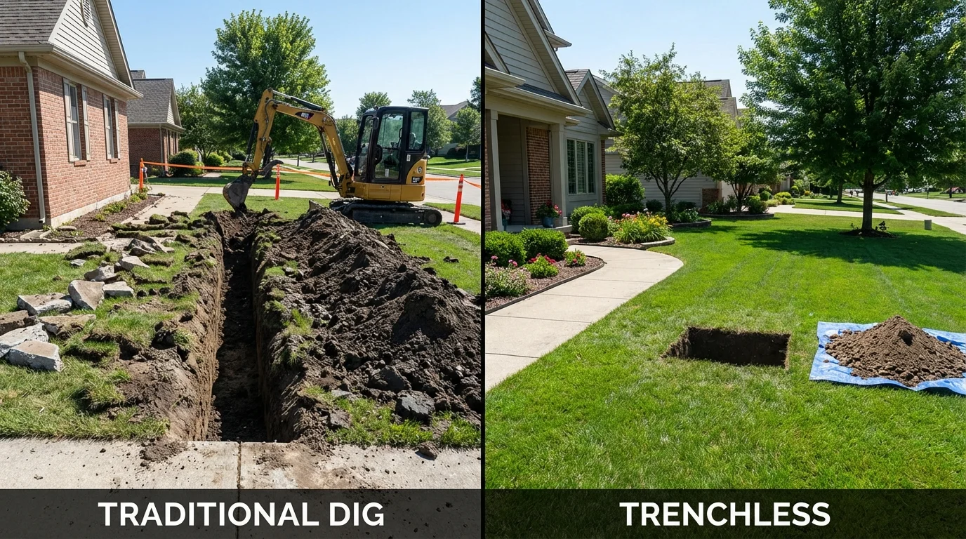 Trenchless sewer repair with minimal yard damage versus traditional excavation in Junction, UT